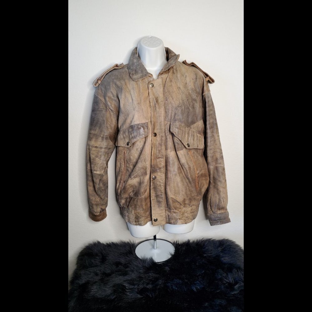 Outback Red 100% Leather Bomber Jacket Men